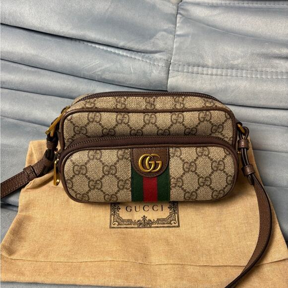 Gucci Ophidia Monogram Crossbody Bag GG with Green and Red Stripe NWT - Picture 3 of 10